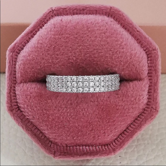 2PC 925 STERLING SILVER CUBIC ZIRCON SET RING + BAND - Picture 6 of 6